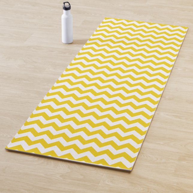Yellow Zigzag, Yellow Chevron, Geometric Pattern Yoga Mat (In Situ)