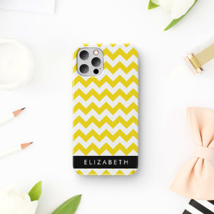 Yellow Zigzag, Yellow Chevron, Your Name iPhone 16 Case