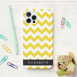 Yellow Zigzag, Yellow Chevron, Your Name iPhone 12 Pro Case