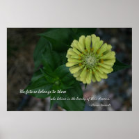 Yellow Zinnia with quote by Eleanor Roosevelt