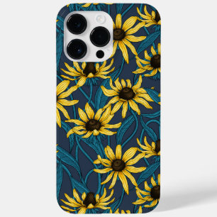 Yellow Zinnias on dark blue Case-Mate iPhone 14 Pro Max Case