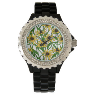 Yellow Zinnias on dark blue Watch