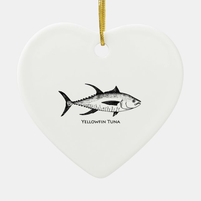 Yellowfin Tuna Logo Ceramic Tree Decoration (Front)