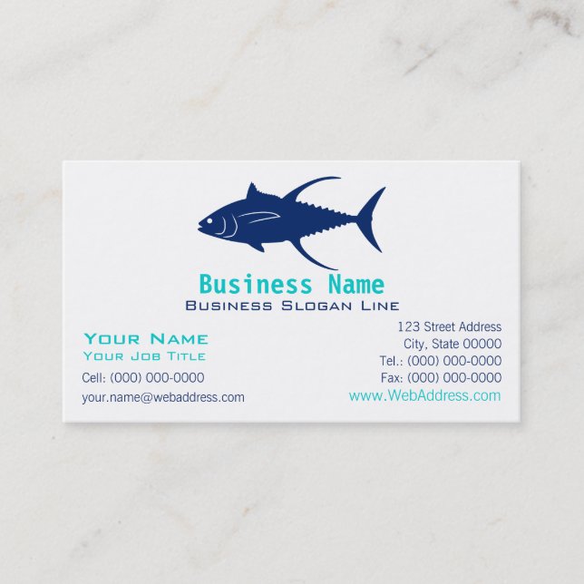 Yellowfin Tuna Silhouette Business Card (Front)