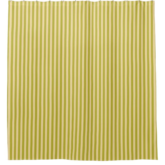 Yellowish Green and Buttercream Colour Stripes Shower Curtain (Front)