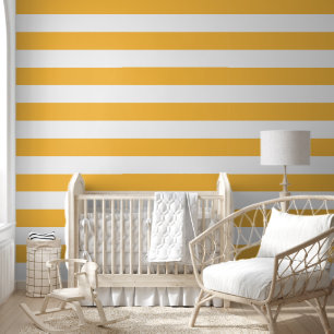Yellowish Orange and White Horizontal Stripes Wallpaper