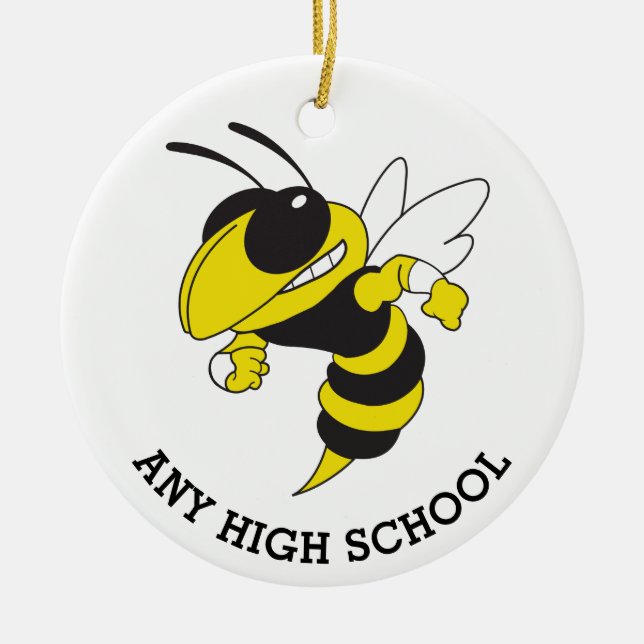 Yellowjacket High Class of Yellow Black Christmas Ceramic Tree Decoration (Front)