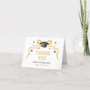 Yellowk Ribbon Coquette Graduation Thank You Card