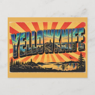 Yellowknife NT Lake Boreal Aurora Art Postcard