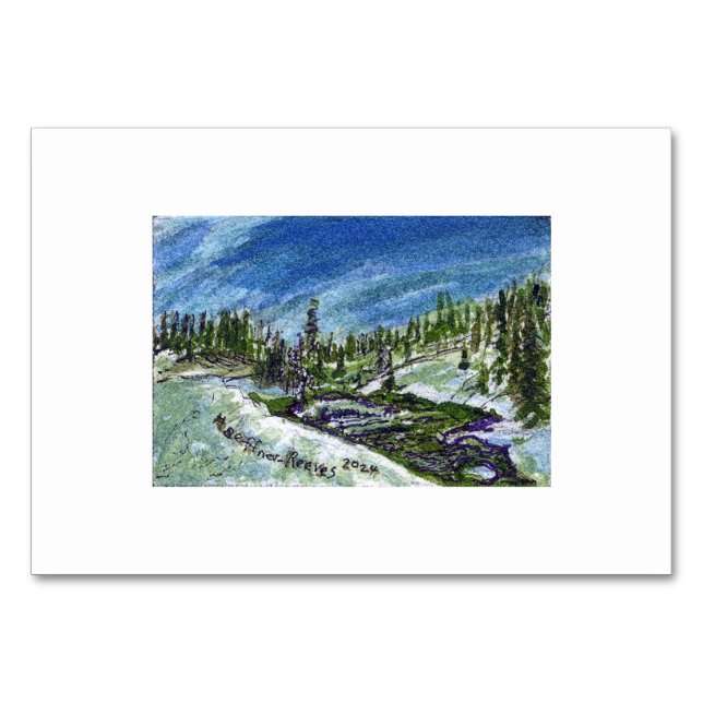 Yellowstone 1 Miniature Watercolor Image by MHHR Table Number (Front)