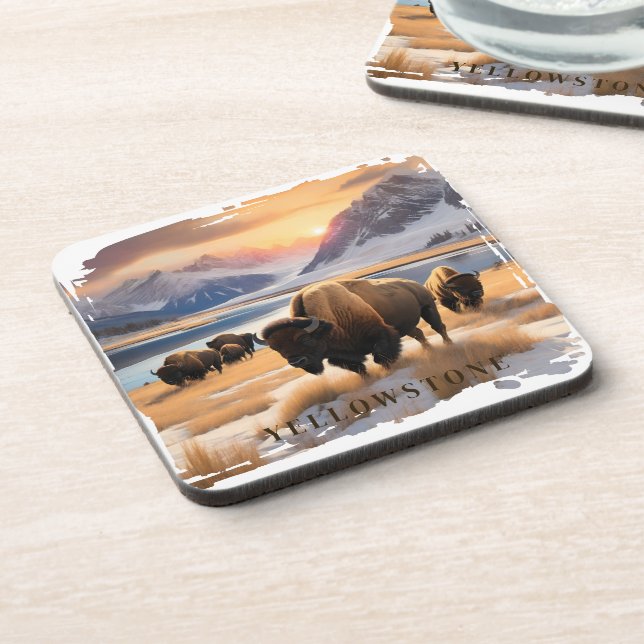 Yellowstone Bison Beverage Coaster (Left Side)