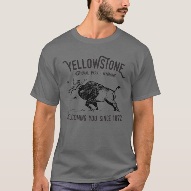 Yellowstone Bison Toss National Park Wyoming T-Shirt (Front)