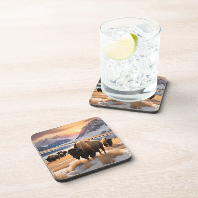 Yellowstone Buffalo Coaster Set (Right Side)