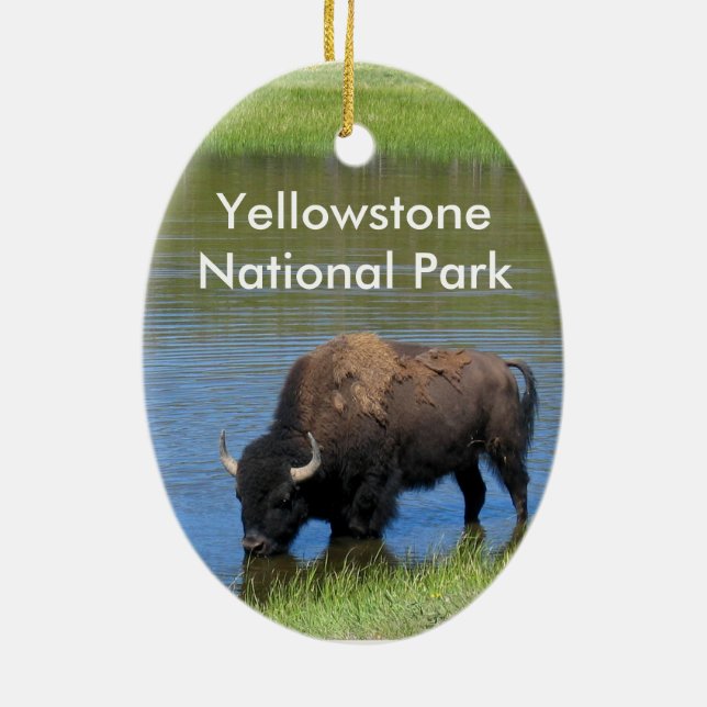 Yellowstone Buffalo Souvenir Ceramic Tree Decoration (Back)