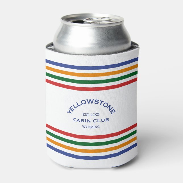 Yellowstone Cabin Club Custom Crest Park Stripe Can Cooler (Can Front)
