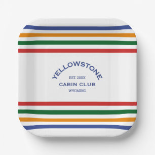 Yellowstone Cabin Club Custom Crest Park Stripe Paper Plate