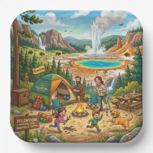 Yellowstone Camping Family Adventure Paper Plate