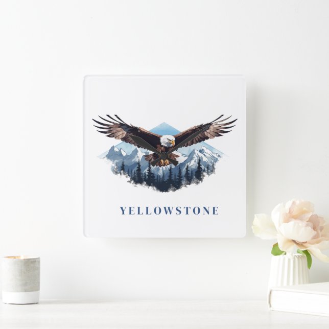Yellowstone Eagle Square Wall Clock (Home)