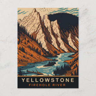 Yellowstone, Firehole River, WY, Vintage Travel Postcard