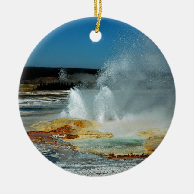 Yellowstone Geysers Ceramic Tree Decoration (Front)