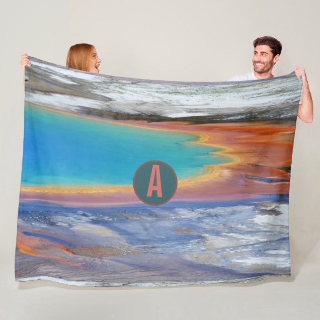Yellowstone Grand Prismatic Hot Spring - Customise Fleece Blanket (In Situ)