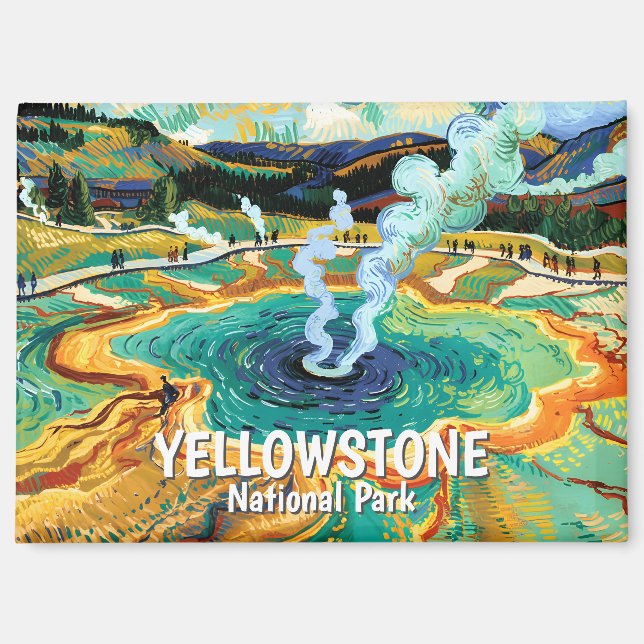 Yellowstone Grand Prismatic Spring Van Gogh Custom Magnet (Front)