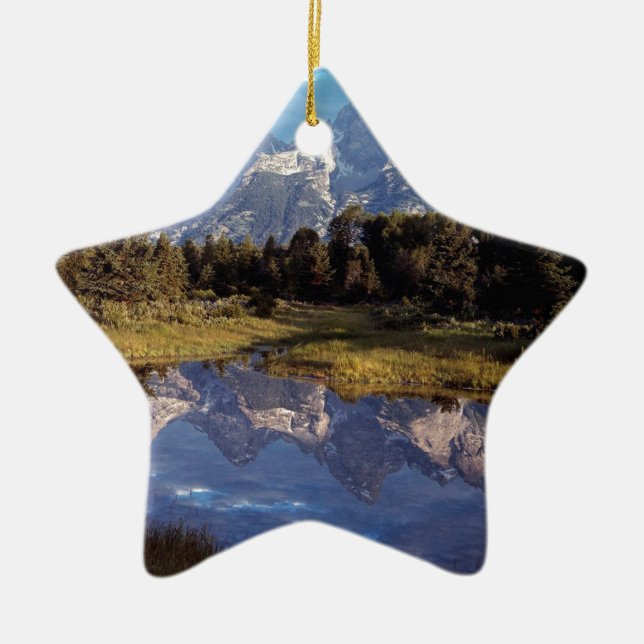 Yellowstone Grand Teton Reflections Ceramic Tree Decoration (Front)
