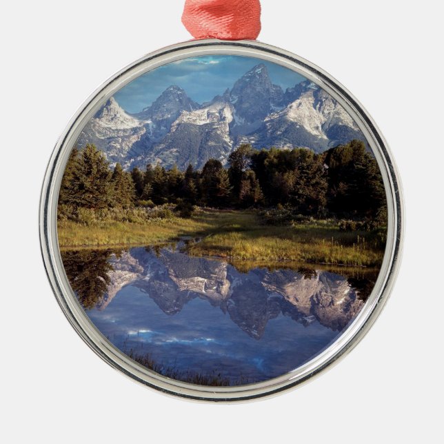 Yellowstone Grand Teton Reflections Metal Tree Decoration (Front)