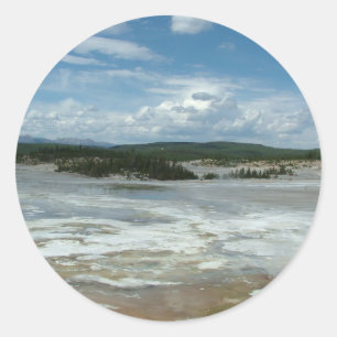 Yellowstone hot land, geyser classic round sticker