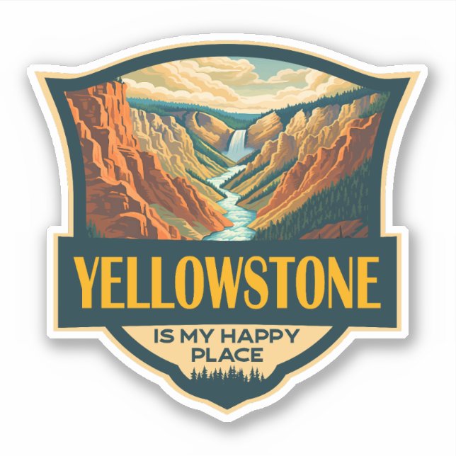 Yellowstone Is My Happy Place National Park Art (Front)