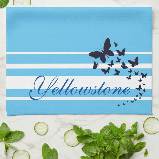 Yellowstone Kitchen Towel Butterflies (Folded)