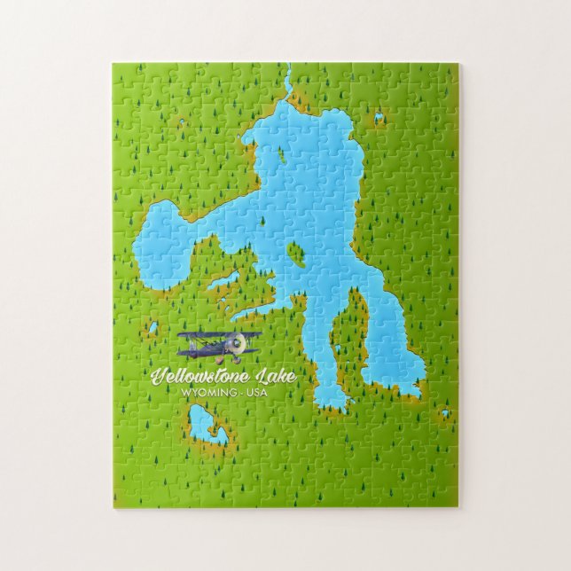 Yellowstone Lake, Wyoming Map Jigsaw Puzzle (Vertical)
