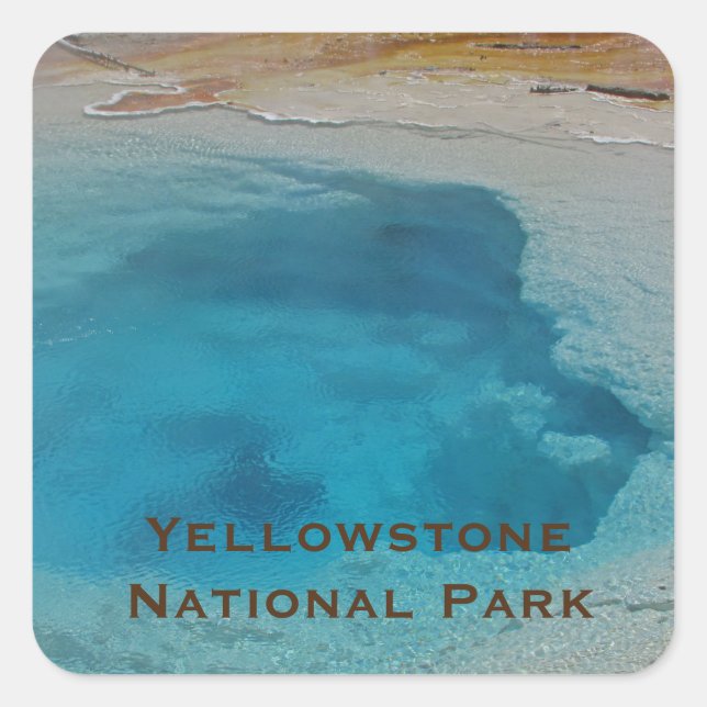 Yellowstone Landscape Blue Pool National Park Square Sticker (Front)