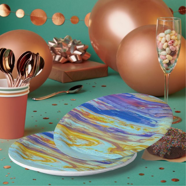 Yellowstone Lava Pool Swirls Paper Plate (Multi)