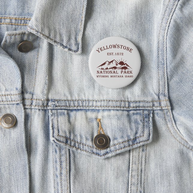 Yellowstone national park 6 cm round badge (In Situ)