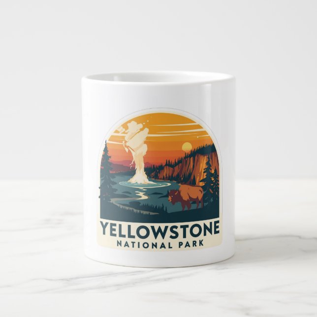 Yellowstone National Park Adventure Design Large Coffee Mug (Front)