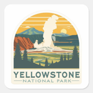 Yellowstone National Park Adventure Design Square Sticker