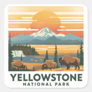 Yellowstone National Park Adventure Design Square Sticker