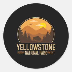 Yellowstone National Park Adventure Retro Vintage Classic Round Sticker