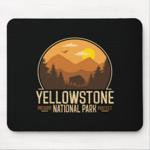 Yellowstone National Park Adventure Retro Vintage Mouse Pad
