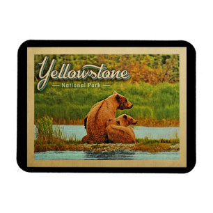 Yellowstone National Park Bears Vintage Magnet