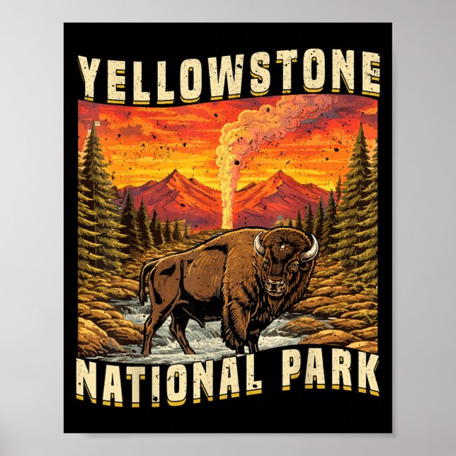 Yellowstone National Park Bison Buffalo Cows Poster (Front)