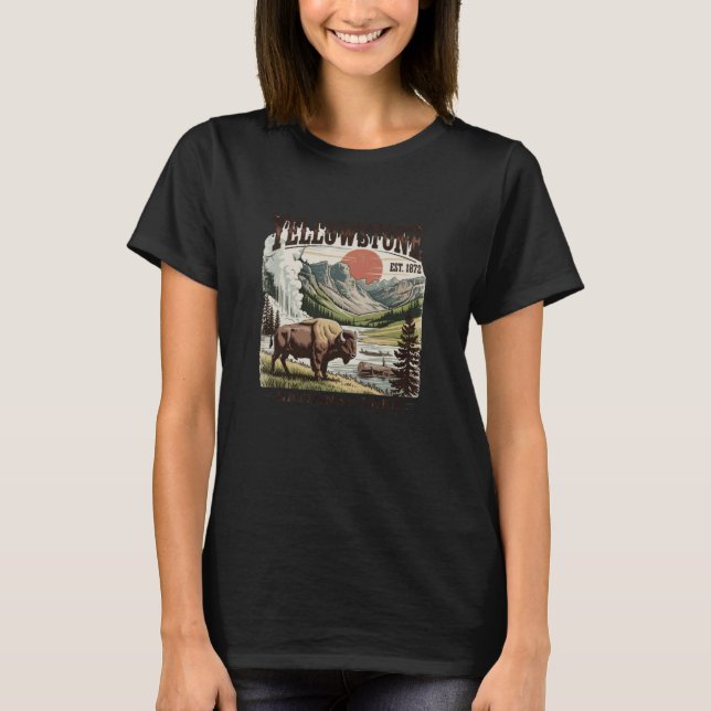 Yellowstone National Park Bison Design T-Shirt (Front)