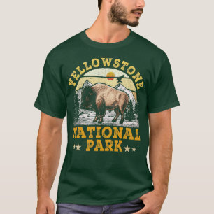 Yellowstone National Park Bison Hiking Travel Vint T-Shirt