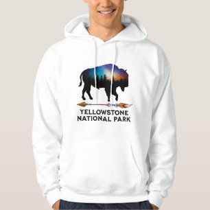 Yellowstone National Park Bison Night Sky Vacation Hoodie