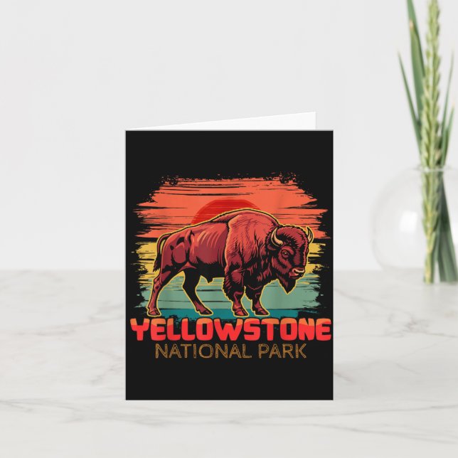 Yellowstone National Park Buffalo Bison Sunset Card (Front)