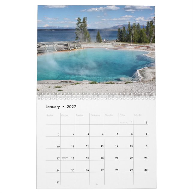 Yellowstone National Park Calendar (Jan 2027)