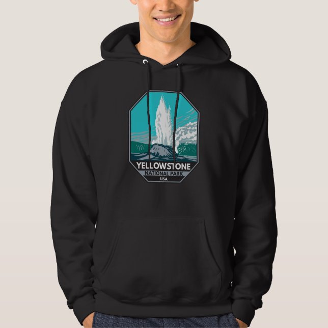Yellowstone National Park Castle Geyser Vintage  Hoodie (Front)