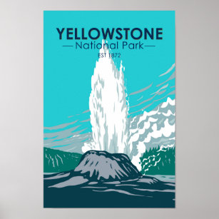 Yellowstone National Park Castle Geyser Vintage  Poster