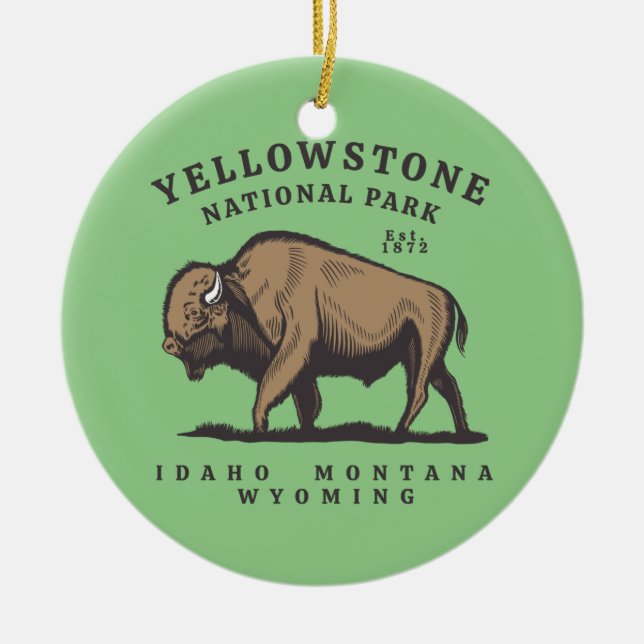 Yellowstone National Park Ceramic Tree Decoration (Front)